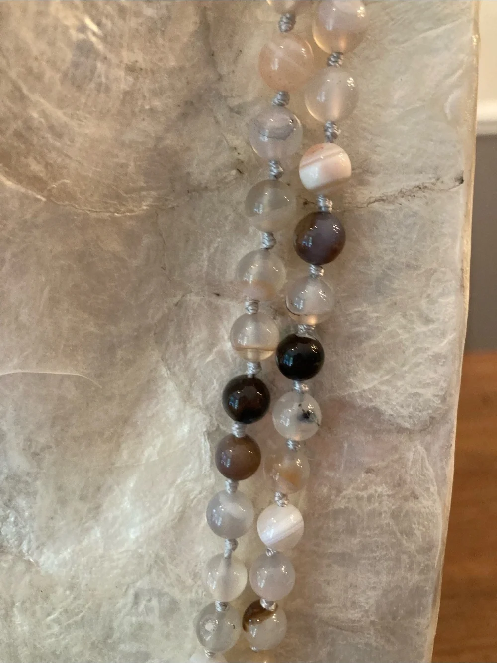 Artist handcrafted Buddha & lucky horn agate  Beaded necklace.